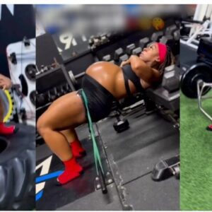 Nine-month pregnant woman with twins causes a stir with intense gym routine